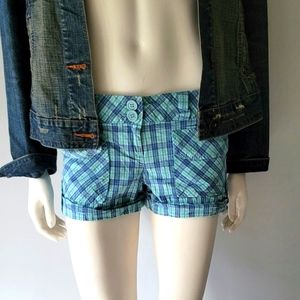 Y2K Jalate Denim Division Blue and Green Plaid Shorts Size 5